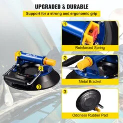 VEVOR Glass Lifting Vacuum Suction Cup, 8'' Glass Lifter Suction Cup, 330lbs Load Capacity Glass Lifting Suction Cup, Heavy-Duty Hand-Held Glass Lifter For Moving Large Granite Tile & Replacing Window -Small Appliances Store 94721183 4