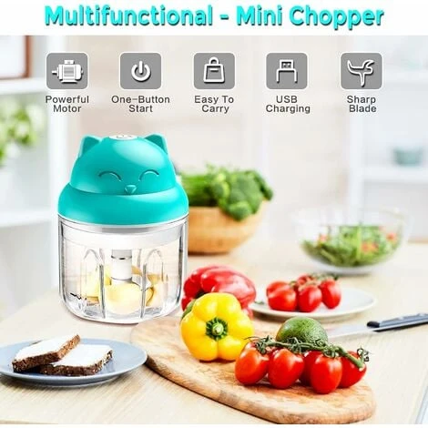 Mini Hachoir Électrique Multi Moulinette, 250ml Mixer Blender Avec Design Acier Inoxydable 3 Lames, Presse Ail Hachoir, Petit Mixeur Utilisation Facile Et Rapide Pour Viande, Oigno, Herbes 2 Mini Hachoir Électrique Multi Moulinette, 250ml Mixer Blender Avec Design Acier Inoxydable 3 Lames, Presse Ail Hachoir, Petit Mixeur Utilisation Facile Et Rapide Pour Viande, Oigno, Herbes - Image 2