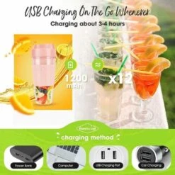 Portable Blender Bouteille, USB Rechargeable Mini Mixeur Blender Multifonctionnel Fresh Juice Blender Bouteille Mixeur De Fruits électrique Pour Fruits Milk Shakes Maison Voyage Bureau -Small Appliances Store 95077204 4