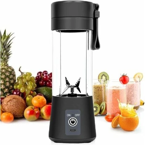 Mélangeur Personnel, Portable Blenders Gobelet Mélangeur De Fruits électrique Mixeur De Jus USB, Rechargeable, 6 Lames En 3D Pour Un Superbe Mélange, 380 Ml Noir 2 Mélangeur Personnel, Portable Blenders Gobelet Mélangeur De Fruits électrique Mixeur De Jus USB, Rechargeable, 6 Lames En 3D Pour Un Superbe Mélange, 380 Ml Noir - Image 2