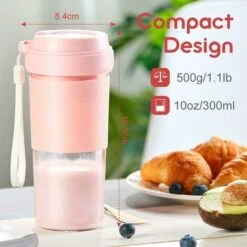 Mixeur Portable, Mini Melangeur A Smoothie, Melangeur De Fruits Personnel, Presse-agrumes Electrique USB Portable Avec 2 Lames, Batterie Rechargeable 1400 MAh -Small Appliances Store 95077636 4