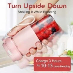 Mixeur Portable, Mini Melangeur A Smoothie, Melangeur De Fruits Personnel, Presse-agrumes Electrique USB Portable Avec 2 Lames, Batterie Rechargeable 1400 MAh -Small Appliances Store 95077636 5