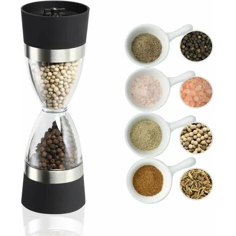 In 1 Hourglass Type Pepper Grinder, SL.GT Double Head Pepper Grinder, Salt And Pepper Grinder Manual Adjustable Thickness Spice Grinder 1 In 1 Hourglass Type Pepper Grinder, SL.GT Double Head Pepper Grinder, Salt And Pepper Grinder Manual Adjustable Thickness Spice Grinder