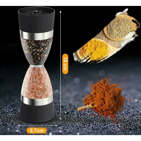 In 1 Hourglass Type Pepper Grinder, SL.GT Double Head Pepper Grinder, Salt And Pepper Grinder Manual Adjustable Thickness Spice Grinder 2 In 1 Hourglass Type Pepper Grinder, SL.GT Double Head Pepper Grinder, Salt And Pepper Grinder Manual Adjustable Thickness Spice Grinder - Image 2