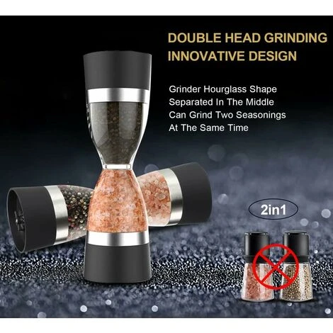 In 1 Hourglass Type Pepper Grinder, SL.GT Double Head Pepper Grinder, Salt And Pepper Grinder Manual Adjustable Thickness Spice Grinder 3 In 1 Hourglass Type Pepper Grinder, SL.GT Double Head Pepper Grinder, Salt And Pepper Grinder Manual Adjustable Thickness Spice Grinder - Image 3
