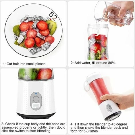 BPA Free Portable Mini Blender, Personal Blender For Smoothie And Shakes, Electric Fruit Blender 6 Blades 3D And USB Rechargeable, 4 BPA Free Portable Mini Blender, Personal Blender For Smoothie And Shakes, Electric Fruit Blender 6 Blades 3D And USB Rechargeable, - Image 4