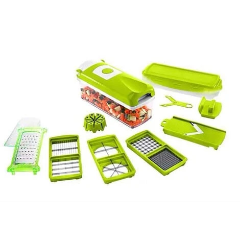 Genius Nicer Dicer Smart (12 Pcs.) In Green - Vegetable Cutter For Cubes, Sticks, Slices, Strips And Quarters - Salad Cutter Mandolin Cucumber Slicer 1 Genius Nicer Dicer Smart (12 Pcs.) In Green - Vegetable Cutter For Cubes, Sticks, Slices, Strips And Quarters - Salad Cutter Mandolin Cucumber Slicer