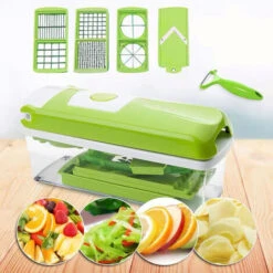 Genius Nicer Dicer Smart (12 Pcs.) In Green - Vegetable Cutter For Cubes, Sticks, Slices, Strips And Quarters - Salad Cutter Mandolin Cucumber Slicer 7 Genius Nicer Dicer Smart (12 Pcs.) In Green - Vegetable Cutter For Cubes, Sticks, Slices, Strips And Quarters - Salad Cutter Mandolin Cucumber Slicer -Small Appliances Store 95522293 3