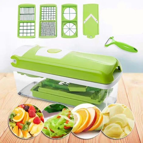 Genius Nicer Dicer Smart (12 Pcs.) In Green - Vegetable Cutter For Cubes, Sticks, Slices, Strips And Quarters - Salad Cutter Mandolin Cucumber Slicer 3 Genius Nicer Dicer Smart (12 Pcs.) In Green - Vegetable Cutter For Cubes, Sticks, Slices, Strips And Quarters - Salad Cutter Mandolin Cucumber Slicer - Image 3