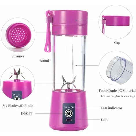 Portable Blender, Electric USB Blender, Mini Portable Blender, 380ml 2 Portable Blender, Electric USB Blender, Mini Portable Blender, 380ml - Image 2
