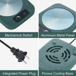 Coffee Mug Cup Warmer Coaster For Coffee Tea Cocoa Milk Food Fruits Candle, Aluminum Metal Panel, Safe Reliable, Green (4" X 5") 8 Coffee Mug Cup Warmer Coaster For Coffee Tea Cocoa Milk Food Fruits Candle, Aluminum Metal Panel, Safe Reliable, Green (4" X 5") -Small Appliances Store 95523688 4