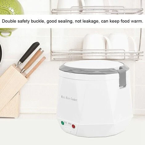 1.6 L Mini Rice Cooker - 12V Electric Food Steamer - Household Multi Cooker Portable Rice Cooking Steaming Pot For Car/Home/Travel - Kitchen Tool Instant Keep Warm (White) 2 1.6 L Mini Rice Cooker - 12V Electric Food Steamer - Household Multi Cooker Portable Rice Cooking Steaming Pot For Car/Home/Travel - Kitchen Tool Instant Keep Warm (White) - Image 2