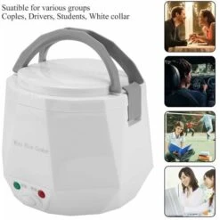 12V 100W 1.3 L Electric Portable Multifunctional Rice Cooker Food Steamer For Car White 6 12V 100W 1.3 L Electric Portable Multifunctional Rice Cooker Food Steamer For Car White -Small Appliances Store 95534299 3
