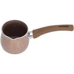 Non Stick Milk Pan, 8cm Stay Cool Handle Aluminum Alloy Cooking Pot With Non Drip Double Pouring Lip For Coffee Butter Chocolate(Coffee)