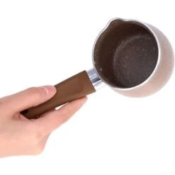 Non Stick Milk Pan, 8cm Stay Cool Handle Aluminum Alloy Cooking Pot With Non Drip Double Pouring Lip For Coffee Butter Chocolate(Coffee) -Small Appliances Store 95534328 4
