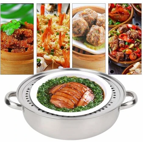 28CM Stainless Steel Steamer Basket Stockpot Pot Steel Single Layer Stockpot Hotpot Food Steamer Pot Kitchen Cookware Household Cooking 3 28CM Stainless Steel Steamer Basket Stockpot Pot Steel Single Layer Stockpot Hotpot Food Steamer Pot Kitchen Cookware Household Cooking - Image 3