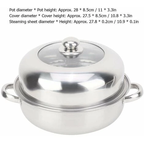 28CM Stainless Steel Steamer Basket Stockpot Pot Steel Single Layer Stockpot Hotpot Food Steamer Pot Kitchen Cookware Household Cooking 4 28CM Stainless Steel Steamer Basket Stockpot Pot Steel Single Layer Stockpot Hotpot Food Steamer Pot Kitchen Cookware Household Cooking - Image 4