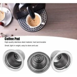 3Pcs Refillable Coffee Capsule Cups, Stainless Steel Reusable Coffee Nespresso Pod Filters, 35x22x20mm -Small Appliances Store 95534349 3