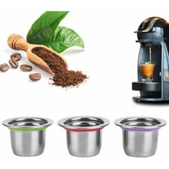 3Pcs Refillable Coffee Capsule Cups, Stainless Steel Reusable Coffee Nespresso Pod Filters, 35x22x20mm -Small Appliances Store 95534349 4