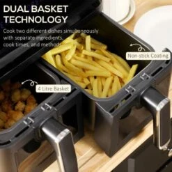 HOMCOM Dual Air Fryer 8L Family Size W/ 2 Basket 8 Presets Cookbook Timer 2500W -Small Appliances Store 95636724 4