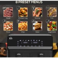 HOMCOM Dual Air Fryer 8L Family Size W/ 2 Basket 8 Presets Cookbook Timer 2500W -Small Appliances Store 95636724 5