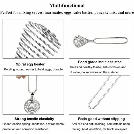 GTA Mixer Variety Stainless Steel Spring Coil Whisk Wire Whisk Cream Egg Beater Sauce Cream Hand Mixer Kitchen Tool Accessories 4 GTA Mixer Variety Stainless Steel Spring Coil Whisk Wire Whisk Cream Egg Beater Sauce Cream Hand Mixer Kitchen Tool Accessories - Image 4