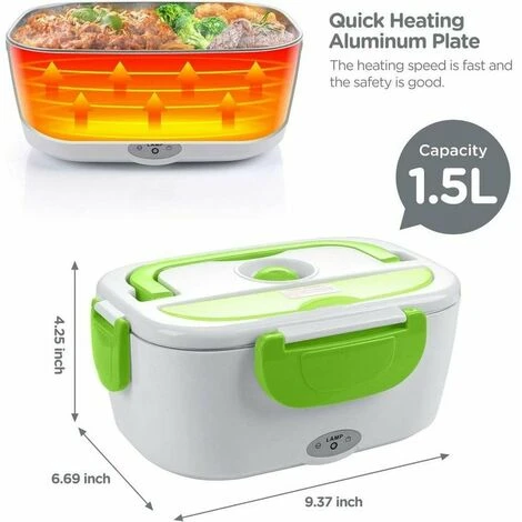 Electric Food Warmer For Car And Home Office-12V-24V/110V 40W Portable Food Warmer, Heated Lunch Box For Men And Adults With Food Grade Stainless Steel Container 2 Electric Food Warmer For Car And Home Office-12V-24V/110V 40W Portable Food Warmer, Heated Lunch Box For Men And Adults With Food Grade Stainless Steel Container - Image 2