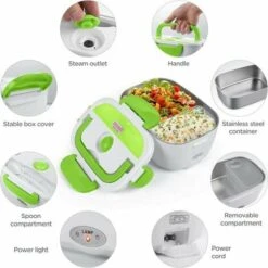 Electric Food Warmer For Car And Home Office-12V-24V/110V 40W Portable Food Warmer, Heated Lunch Box For Men And Adults With Food Grade Stainless Steel Container 8 Electric Food Warmer For Car And Home Office-12V-24V/110V 40W Portable Food Warmer, Heated Lunch Box For Men And Adults With Food Grade Stainless Steel Container -Small Appliances Store 95726334 4