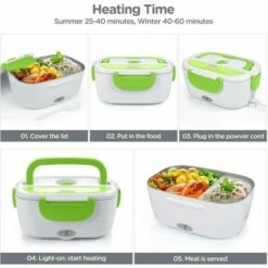 Electric Food Warmer For Car And Home Office-12V-24V/110V 40W Portable Food Warmer, Heated Lunch Box For Men And Adults With Food Grade Stainless Steel Container 9 Electric Food Warmer For Car And Home Office-12V-24V/110V 40W Portable Food Warmer, Heated Lunch Box For Men And Adults With Food Grade Stainless Steel Container -Small Appliances Store 95726334 5