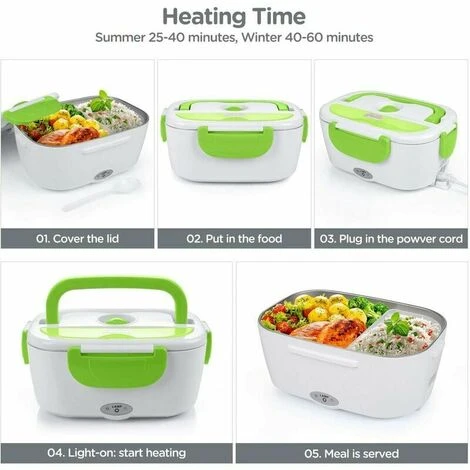 Electric Food Warmer For Car And Home Office-12V-24V/110V 40W Portable Food Warmer, Heated Lunch Box For Men And Adults With Food Grade Stainless Steel Container 5 Electric Food Warmer For Car And Home Office-12V-24V/110V 40W Portable Food Warmer, Heated Lunch Box For Men And Adults With Food Grade Stainless Steel Container - Image 5