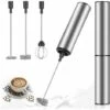 Electric Milk Frother, USB Rechargeable Milk Frother And Mini Beater With Dual Head Whisk, Stainless Steel Mixer For Coffee Cream Cappuccino Latte Cocktails Juice