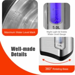 5L Adjustable Instant Hot Water Dispenser Electric Hot Pot Kettle W/Auto-Cut Off -Small Appliances Store 95923951 4