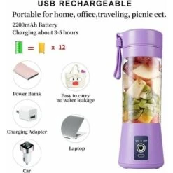 Portable Juicer USB Electric Blender Mini Portable Blender For Shakes And Smoothies 380ml Juice Blender With Six Blades Great For Blending -Small Appliances Store 95948014 3