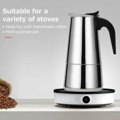 Stainless Steel Coffee Maker Portable Electric Coffee Maker Mocha Latte Stove Espresso Filter Pot European Coffee Cup (450ml) -Small Appliances Store 96000551 5