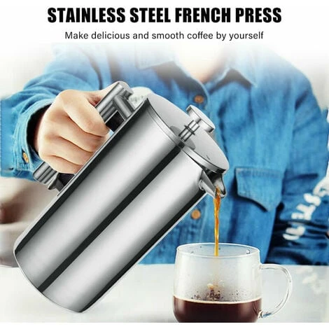 French Press 304 Stainless Steel Thermal Coffee Maker Teapot 800ML 3 Filters Anti-scald Handle Anti-rust Coffee Press 3 French Press 304 Stainless Steel Thermal Coffee Maker Teapot 800ML 3 Filters Anti-scald Handle Anti-rust Coffee Press - Image 3