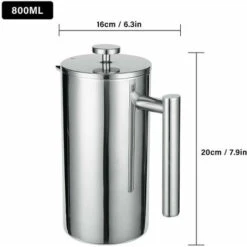French Press 304 Stainless Steel Thermal Coffee Maker Teapot 800ML 3 Filters Anti-scald Handle Anti-rust Coffee Press 9 French Press 304 Stainless Steel Thermal Coffee Maker Teapot 800ML 3 Filters Anti-scald Handle Anti-rust Coffee Press -Small Appliances Store 96000682 5