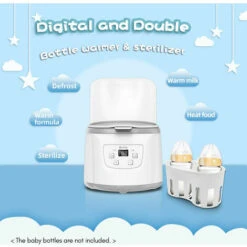 In 1 Baby Bottle Warmer Baby Bottle Steam Sterilizer Fast Baby Food Warmer 2 Bottle Capacity Adjustable Temperature With LED Display For Baby Bottles, EU 400W -Small Appliances Store 96001175 3