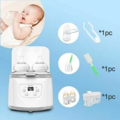 In 1 Baby Bottle Warmer Baby Bottle Steam Sterilizer Fast Baby Food Warmer 2 Bottle Capacity Adjustable Temperature With LED Display For Baby Bottles, EU 400W -Small Appliances Store 96001175 4