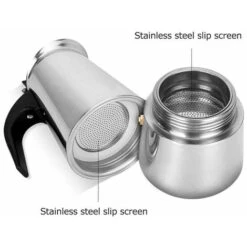 Stainless Steel Coffee Maker Portable Electric Coffee Maker Mocha Latte Stove Espresso Filter Pot European Coffee Cup (300ml) -Small Appliances Store 96004718 3