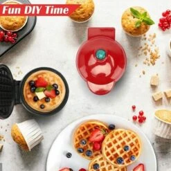 Waffle Iron Mini Waffles, Small Waffle Iron With Non-stick Coating For Classic Waffles, Waffle Iron Belgian Waffles For Children's Birthday Parties, Family Celebrations, Easter -Small Appliances Store 96178587 4