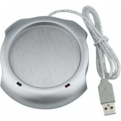 Silver Beverage Cup 4 Port USB Hub Tea Coffee Mug Warmer 50°C Maximum Liquid Temperature PC Electric Heater Cushion Heater