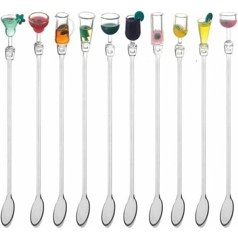 Colorful Drink Stirrers, 23cm Cocktail Stirrers, Acrylic Shaker, Bar Mixing Spoon For Cocktail And Juice (10 Mixing Spoons) 1 Colorful Drink Stirrers, 23cm Cocktail Stirrers, Acrylic Shaker, Bar Mixing Spoon For Cocktail And Juice (10 Mixing Spoons)