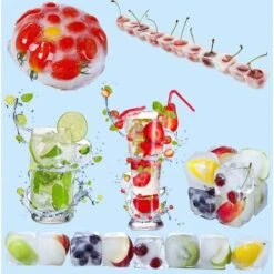 LITZEE Drinkware Accessories Ice Cube Tray 4 PCS Silicone Ice Cubes With Lid Ice Cube Tray 14 Compartments For Whiskey, Cocktail, Drinks, White+Blue 8 LITZEE Drinkware Accessories Ice Cube Tray 4 PCS Silicone Ice Cubes With Lid Ice Cube Tray 14 Compartments For Whiskey, Cocktail, Drinks, White+Blue -Small Appliances Store 96306927 4