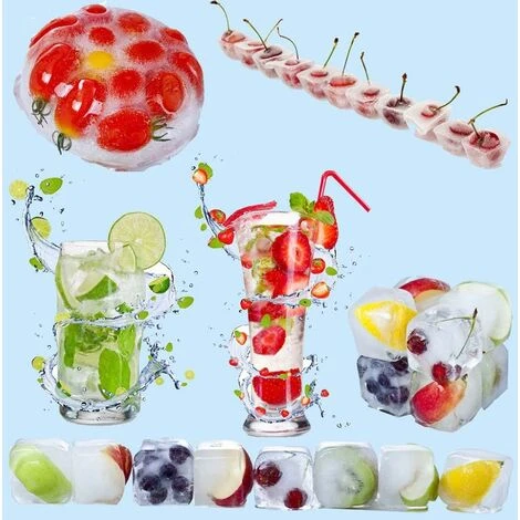 LITZEE Drinkware Accessories Ice Cube Tray 4 PCS Silicone Ice Cubes With Lid Ice Cube Tray 14 Compartments For Whiskey, Cocktail, Drinks, White+Blue 4 LITZEE Drinkware Accessories Ice Cube Tray 4 PCS Silicone Ice Cubes With Lid Ice Cube Tray 14 Compartments For Whiskey, Cocktail, Drinks, White+Blue - Image 4