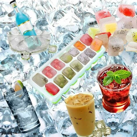 LITZEE Drinkware Accessories Ice Cube Tray 4 PCS Silicone Ice Cubes With Lid Ice Cube Tray 14 Compartments For Whiskey, Cocktail, Drinks, White+Blue 5 LITZEE Drinkware Accessories Ice Cube Tray 4 PCS Silicone Ice Cubes With Lid Ice Cube Tray 14 Compartments For Whiskey, Cocktail, Drinks, White+Blue - Image 5