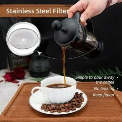 2 Cup French Press, French Press, Perfect For Coffee Lovers, Morning Coffee, Maximum Flavor Coffee Maker With Stainless Steel Filter, 12oz/350ML -Small Appliances Store 97101599 4