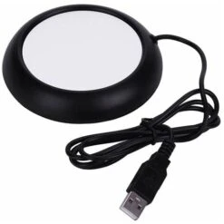 USB Wood Grain Cup Warmer Heat Beverage Warmer Desktop Tea Cup Mat Heating Pad Black