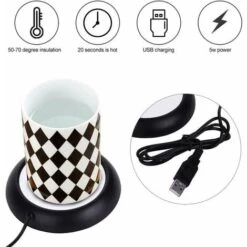 USB Wood Grain Cup Warmer Heat Beverage Warmer Desktop Tea Cup Mat Heating Pad Black -Small Appliances Store 97102285 4