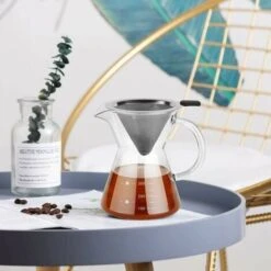 Pour Over Coffee Maker With Stainless Steel Filter, Borosilicate Glass Carafe With Handle, No Paper Filters Needed (400ml) -Small Appliances Store 97103256 3