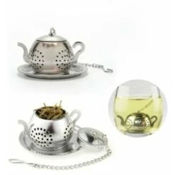 2Pcs Tea Infuser Teapot - Stainless Steel Infuser (Silver)